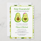 Invitation Baby shower Saint-Guacamole Kawaii Avocado (Devant)