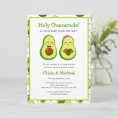Invitation Baby shower Saint-Guacamole Kawaii Avocado (Debout devant)