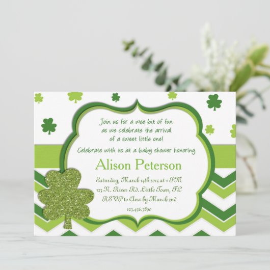 Invitation Baby shower Saint-Patrick (Debout devant)