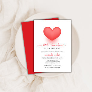 Invitation Baby shower Saint-Valentin Red Simple Little Sweet