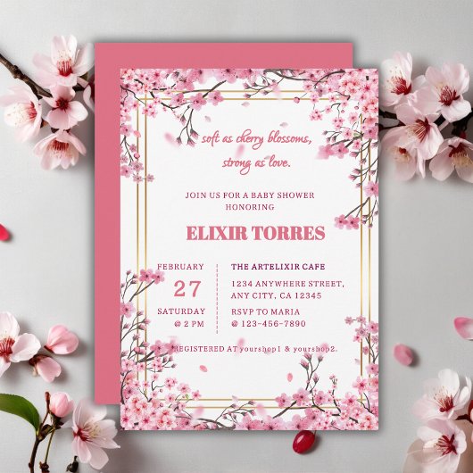 Invitation Baby shower Sakura Soft Cherry Blossom