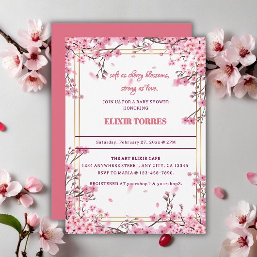 Invitation Baby shower Sakura Soft Cherry Blossom