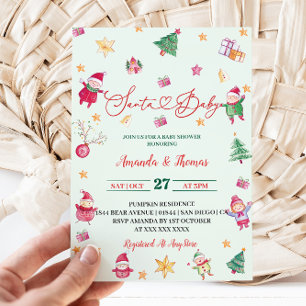 Invitation Baby Shower Santa Baby Fleurie