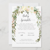 Invitation Baby shower Saupoudrer Élégant Roses Blanches Flor (Devant)