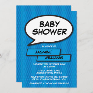 Invitation Baby shower Saupoudrer Moderne Garçon Bleu Amusant