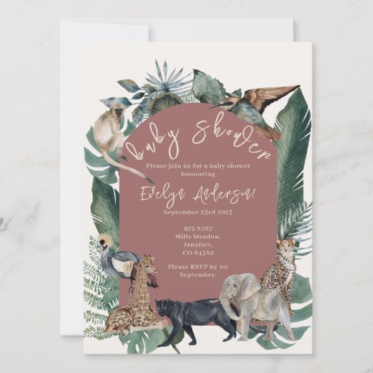 Invitation Baby shower sauvage (Devant)