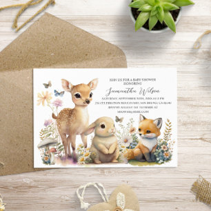 Invitation Baby shower sauvage de bois neutre selo