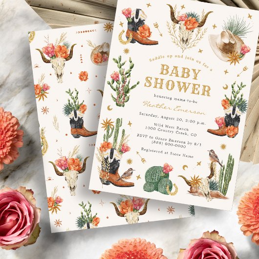 Invitation Baby shower sauvage de l'Ouest