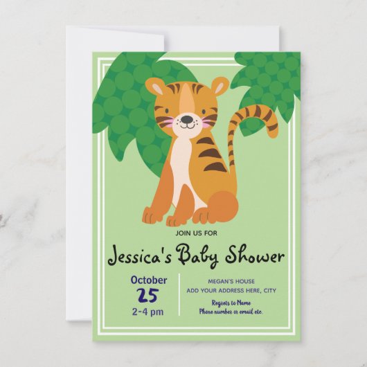 Invitation Baby shower sauvage de Tigre (Devant)