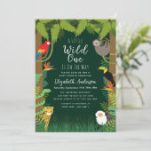 Invitation Baby shower sauvage d'une Jungle (Debout devant)
