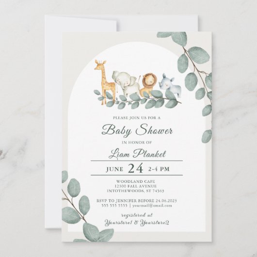 Invitation Baby shower sauvage Jungle Safari (Devant)