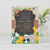 Invitation Baby shower sauvage Jungle Safari (Debout devant)