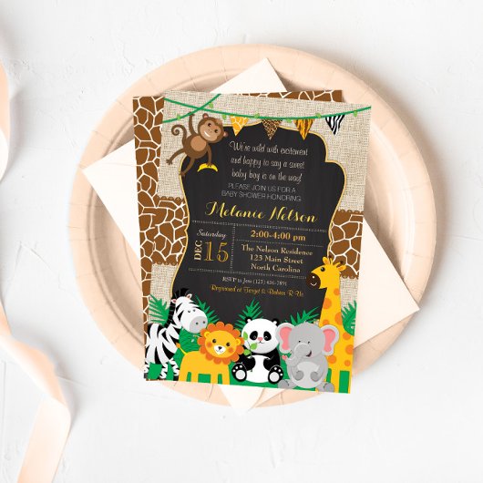 Invitation Baby shower sauvage Jungle Safari