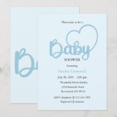 Invitation baby shower, Script cardiaque bébé (Devant / Derrière)
