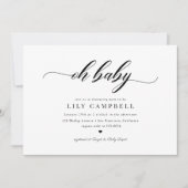 Invitation Baby shower Script Classic Élégance Calligraphie D (Devant)