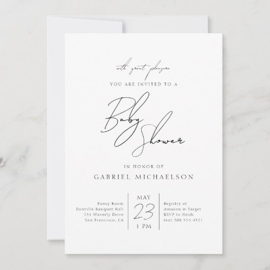 Invitation Baby shower | Script cursif (Devant)