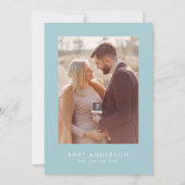 Invitation Baby shower script moderne bébé bleu élégant photo (Dos)