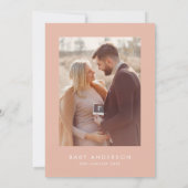 Invitation Baby shower script moderne blush rose élégant phot (Dos)