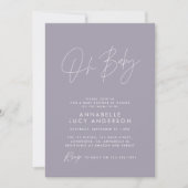 Invitation Baby shower script moderne élégant lilas violet (Devant)