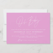 Invitation Baby shower script moderne élégant photo girly ros (Devant)