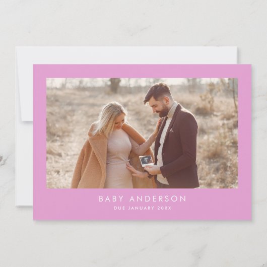 Invitation Baby shower script moderne élégant photo girly ros (Dos)