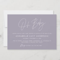 Baby shower script moderne lilas pourpre boho