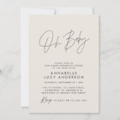 Invitation Baby shower script moderne naturel élégant invitat (Devant)