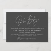Invitation Baby shower script moderne noir boho photo (Devant)