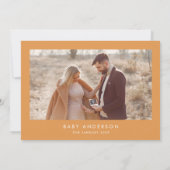 Invitation Baby shower script moderne orange boho photo (Dos)