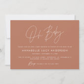 Invitation Baby shower script moderne terre cuite élégant inv (Devant)