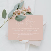Baby shower script moderne terre cuite rose boho r