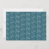 Invitation Baby shower script moderne turquoise bleu boho (Dos)