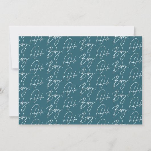 Invitation Baby shower script moderne turquoise bleu boho (Dos)
