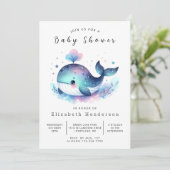 Invitation Baby shower Sea Custom Whale (Debout devant)
