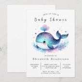 Invitation Baby shower Sea Custom Whale (Devant / Derrière)