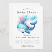 Invitation Baby shower Sea Digital Whale (Devant / Derrière)