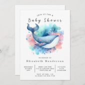Invitation Baby shower Sea Digital Whale (Devant / Derrière)