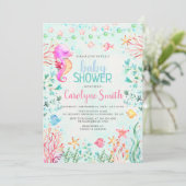 Invitation Baby shower Seahorse (Debout devant)