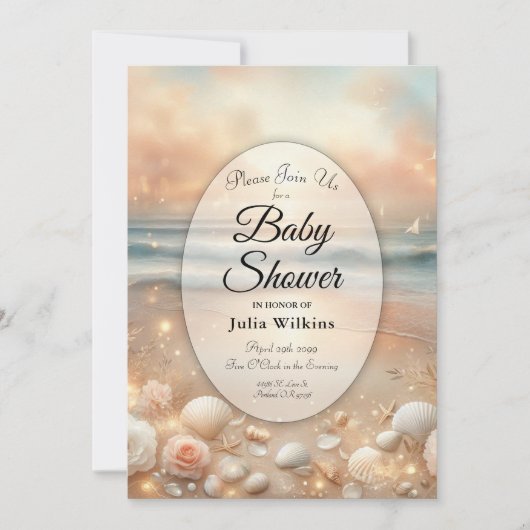 Invitation Baby shower Seaside Sparkle et Sunset Dreams (Devant)