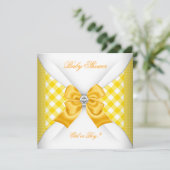 Invitation Baby shower Sexe Révéler Jaune Blanc (Debout devant)