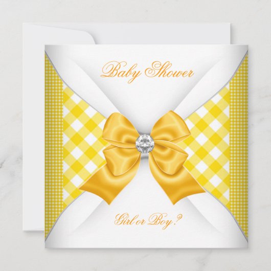 Invitation Baby shower Sexe Révéler Jaune Blanc (Devant)
