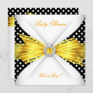 Invitation Baby shower Sexe Révéler Noir Jaune Blanc Spot