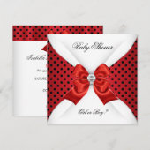 Invitation Baby shower Sexe Révéler Rouge Noir Blanc Points (Devant / Derrière)