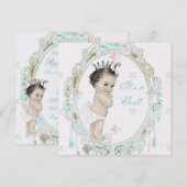 Invitation Baby shower Shab Chic bleu sarcelle Princesse (Devant / Derrière)