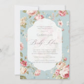 Invitation Baby shower Shabby Chic floraux (Devant)