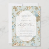 Invitation Baby shower Shabby Chic floraux (Devant)