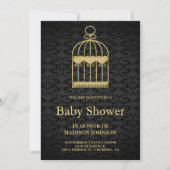 Invitation Baby shower Shabby Chic Gold Birdcage (Devant)