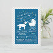 Invitation Baby shower Sibérien Husky Chien Blue Boy (Debout devant)