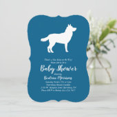 Invitation Baby shower Sibérien Husky Chien Blue Boy (Debout devant)