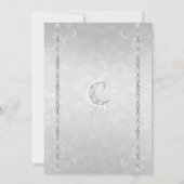 Invitation Baby shower Silvery White Crescent Moon & Stars (Dos)